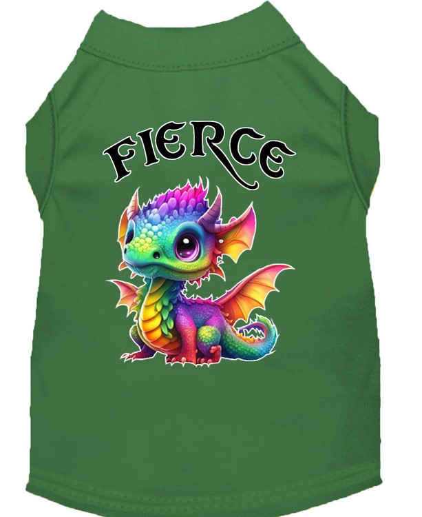 Fierce Dragon Screen Print Dog Shirt Green XS (8)